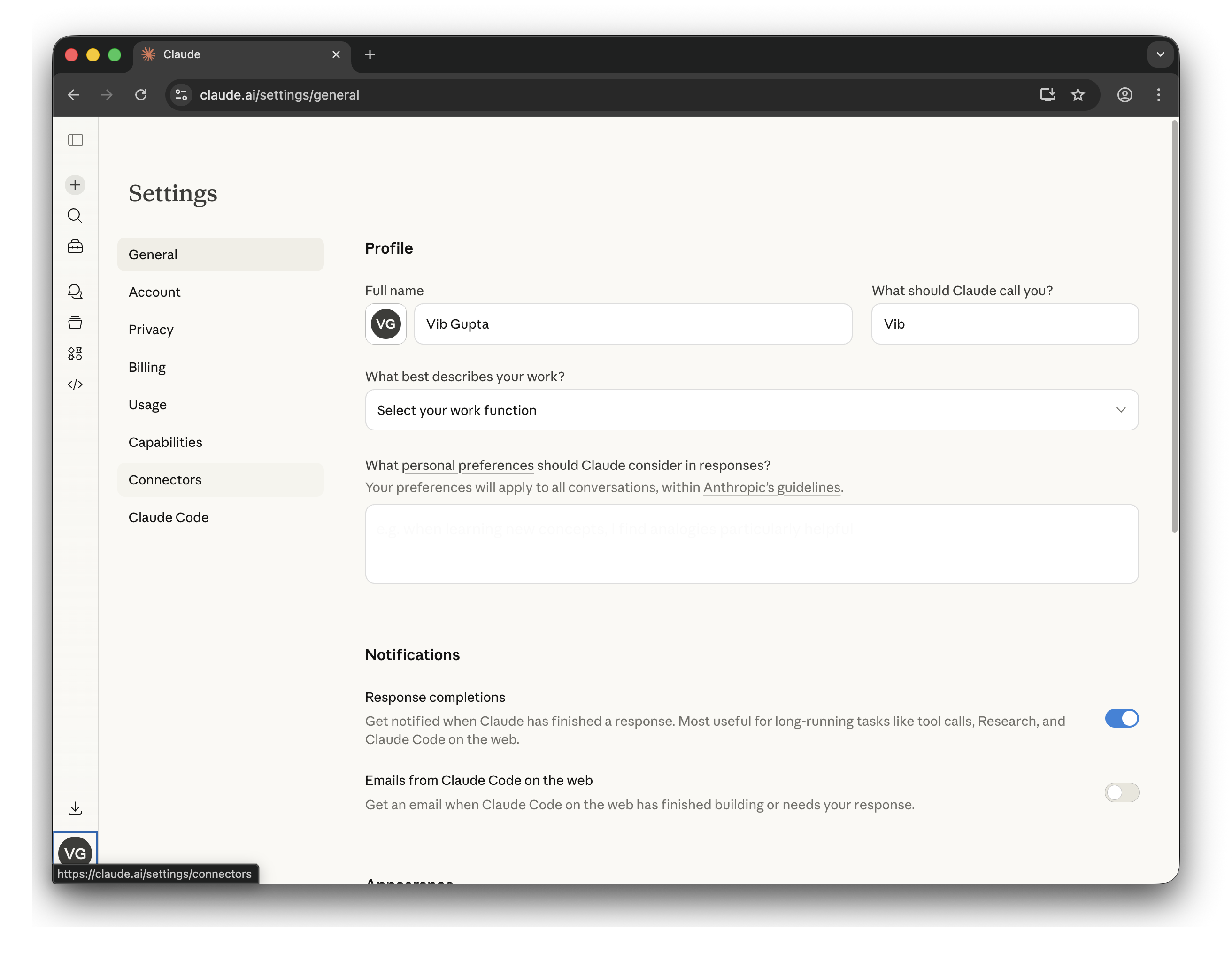 Navigate to the Connectors section